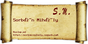 Sorbán Mihály névjegykártya