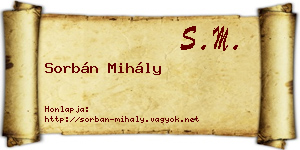 Sorbán Mihály névjegykártya